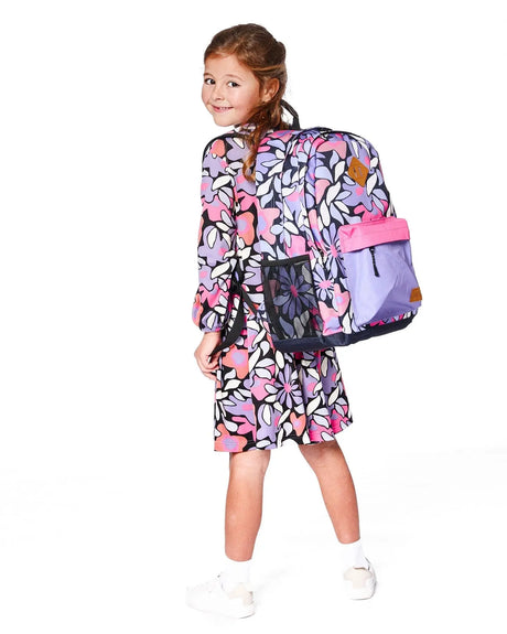 Kids Backpack Black Retro Flower Print | Deux par Deux | Jenni Kidz