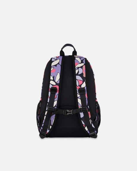 Kids Backpack Black Retro Flower Print | Deux par Deux | Jenni Kidz