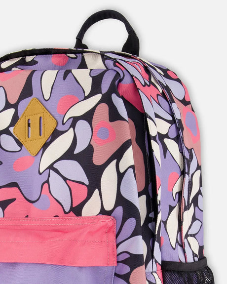 Kids Backpack Black Retro Flower Print | Deux par Deux | Jenni Kidz