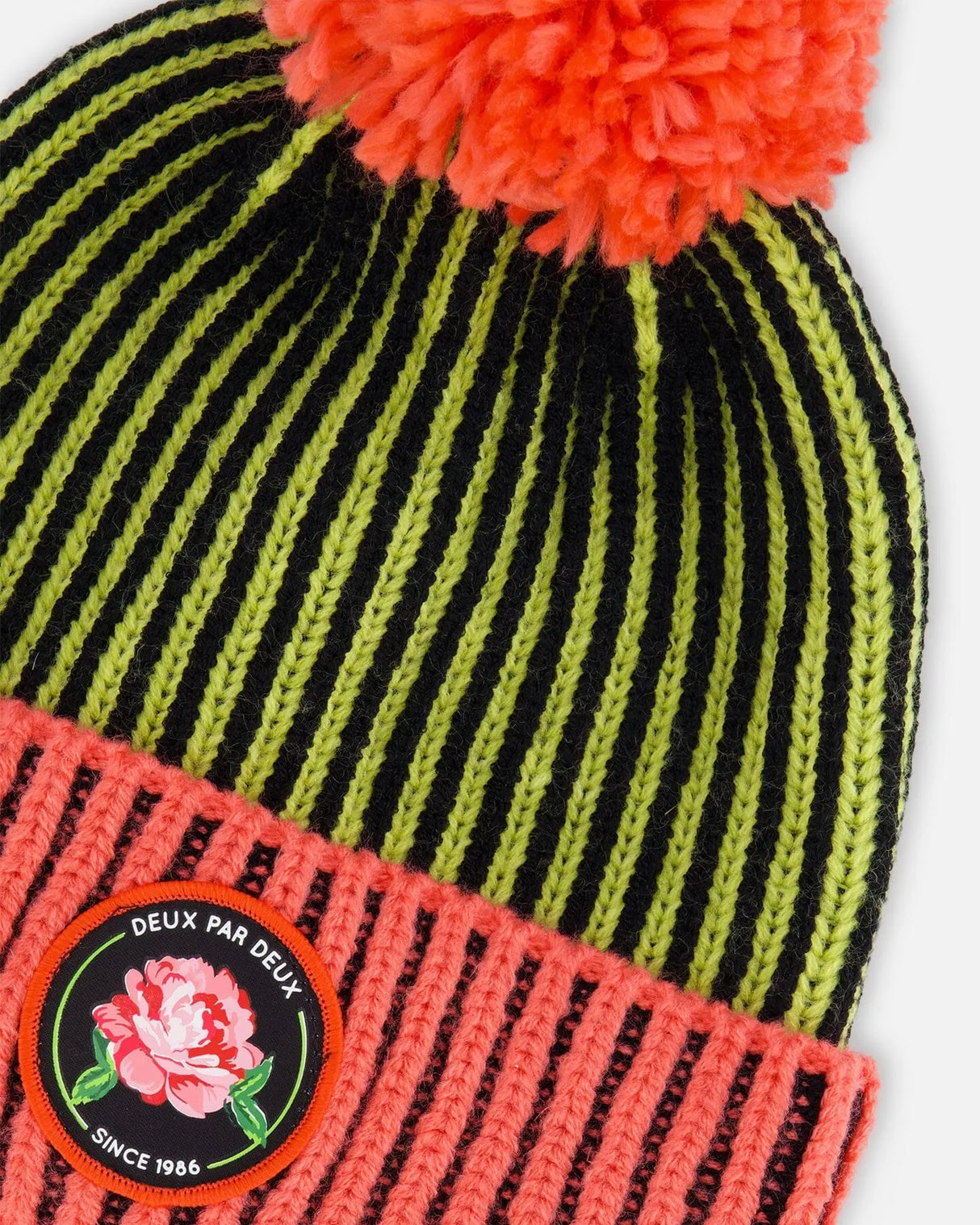 Knit Hat Black, Lime And Coral | Deux par Deux | Jenni Kidz