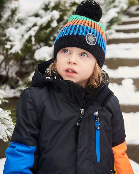 Knit Hat Multicolor With Black Pompom | Deux par Deux | Jenni Kidz