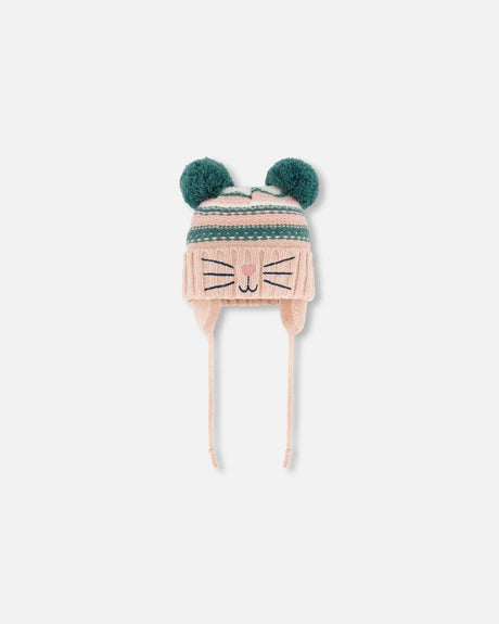 Knit Hat With Ears Light Pink Cat Face | Deux par Deux | Jenni Kidz