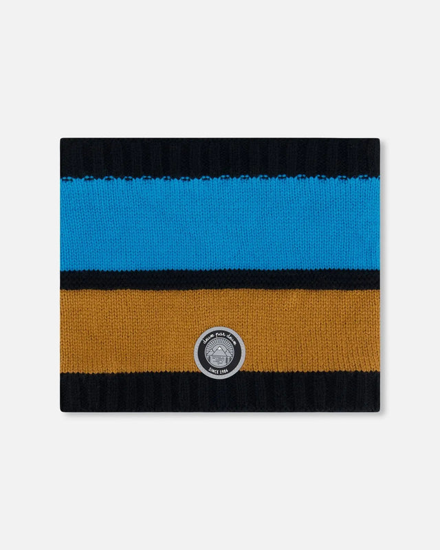 Knit Neckwarmer Blue, Black And Spice | Deux par Deux | Jenni Kidz