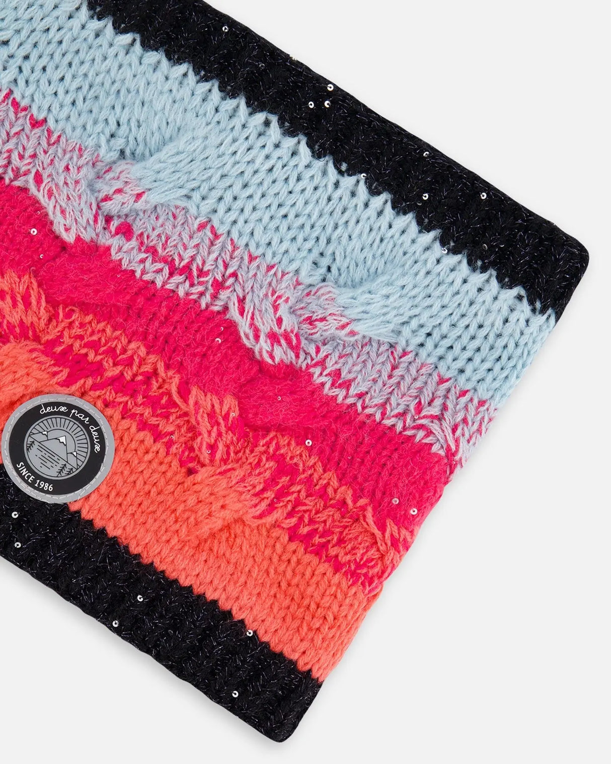 Knit Neckwarmer Gradient Blue, Coral And Fuschia | Deux par Deux | Jenni Kidz