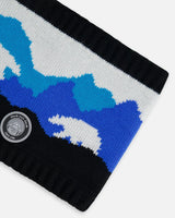 Knit Neckwarmer Royal Blue Bears And Black | Deux par Deux | Jenni Kidz