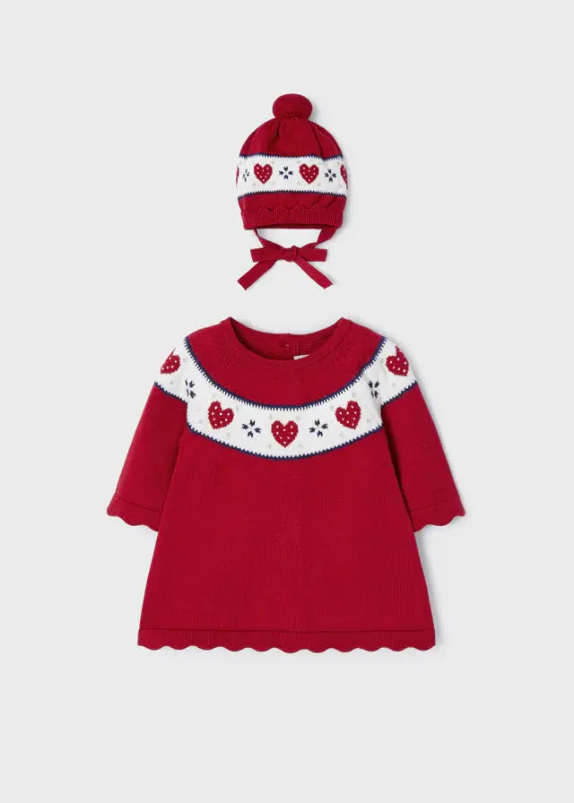 Knitted Baby Girls Dress With Hat - Mistletoe | Mayoral | Mayoral | Jenni Kidz