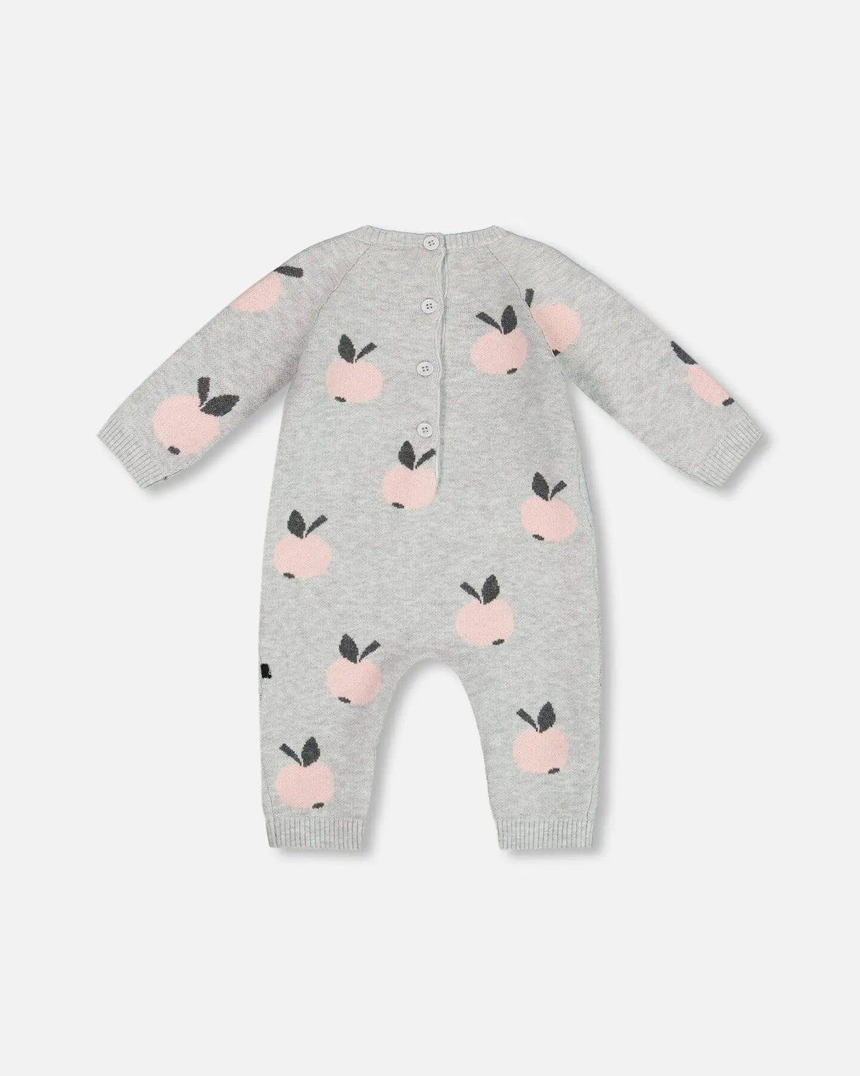 Knitted Jacquard Jumpsuit Gray With Apples | Deux par Deux | Jenni Kidz