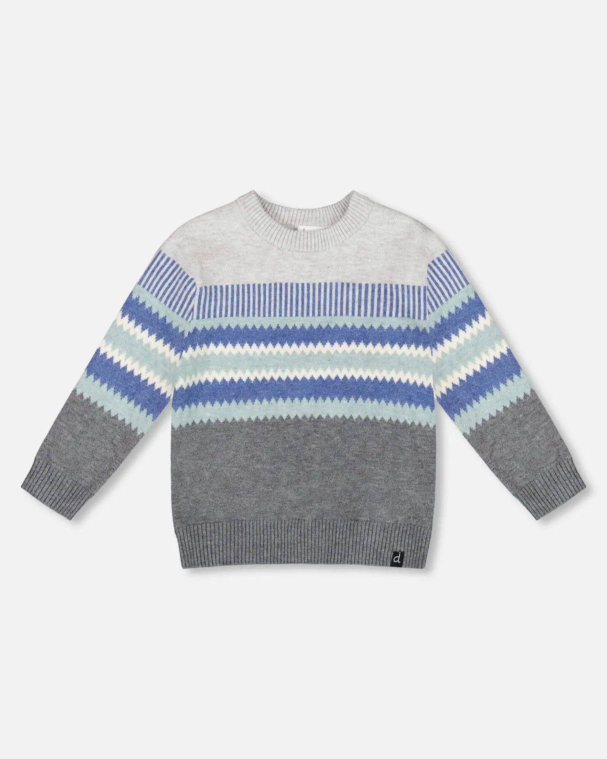 Knitted Jacquard Sweater Dark Gray | Deux par Deux | Jenni Kidz