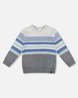 Knitted Jacquard Sweater Dark Gray | Deux par Deux | Jenni Kidz