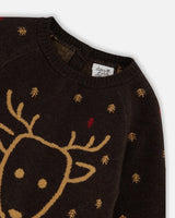 Knitted Jumpsuit With Intarsia Reindeer | Deux par Deux | Jenni Kidz