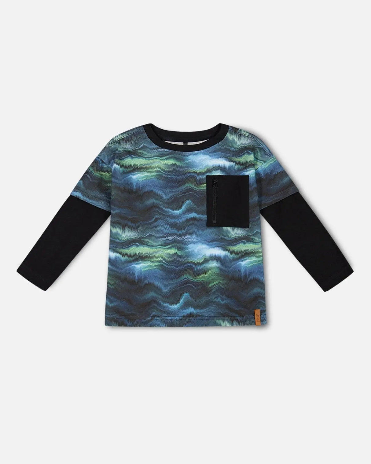 Layered Long Sleeve T-Shirt Blue Aurora Borealis | Deux par Deux | Jenni Kidz