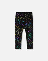 Leggings Allover Foil Black Printed Stars | Deux par Deux | Jenni Kidz