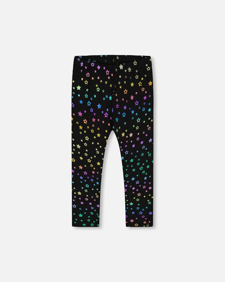 Leggings Allover Foil Black Printed Stars | Deux par Deux | Jenni Kidz