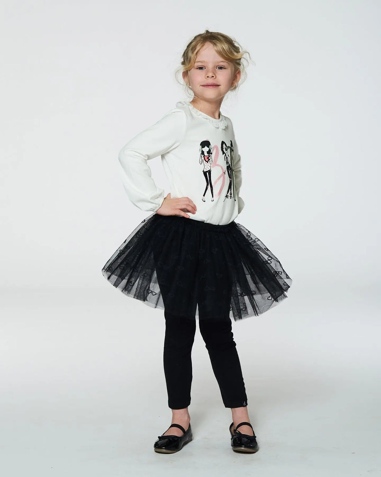 Leggings With Tulle Skirt Black | Deux par Deux | Jenni Kidz