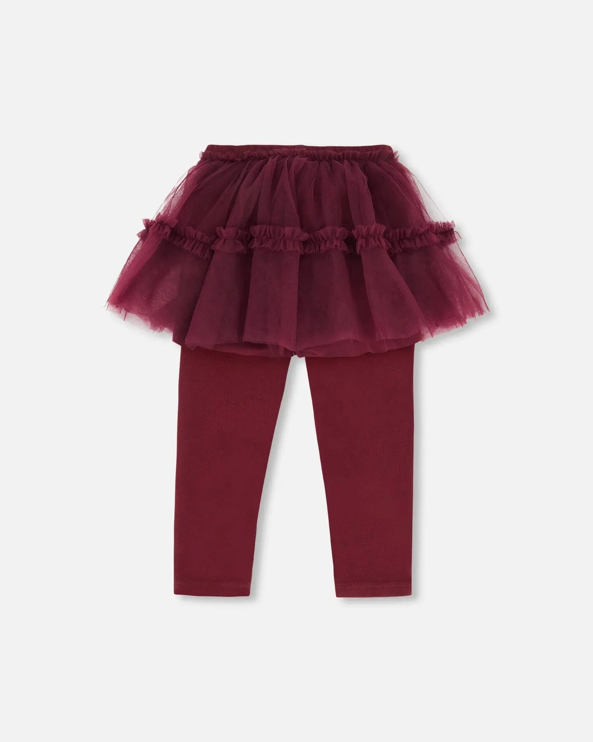 Leggings With Tulle Skirt Burgundy | Deux par Deux | Jenni Kidz