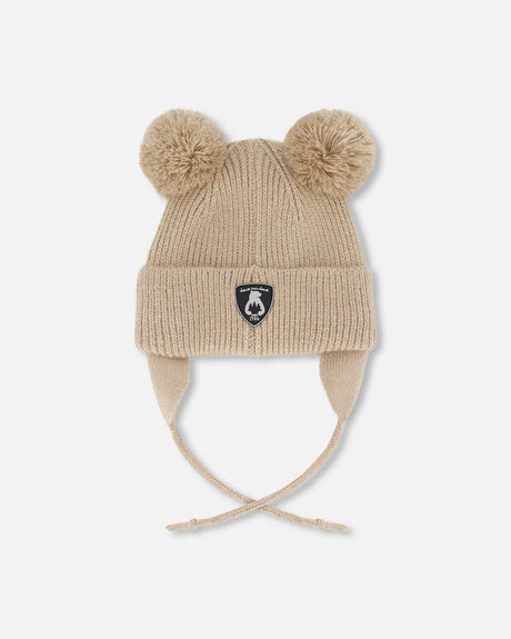 Lined Baby Knit Hat With Pompoms Chanterelle | Deux par Deux | Jenni Kidz