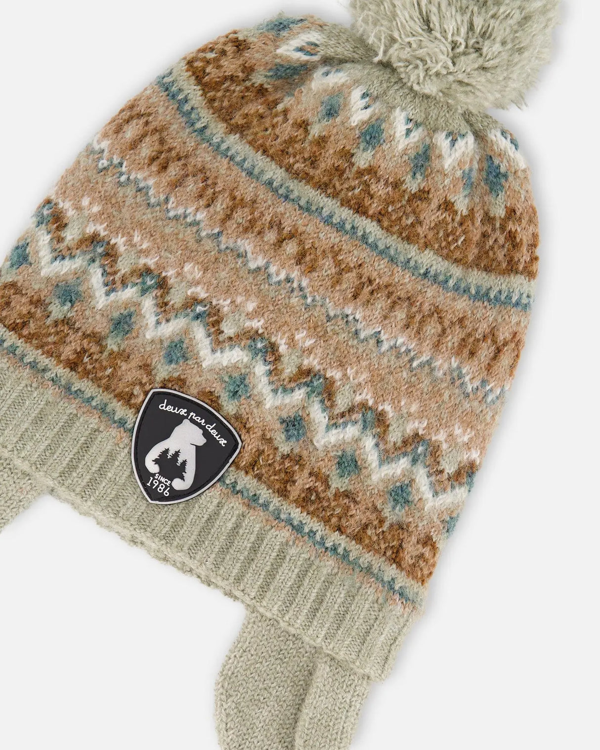 Lined Baby Knit Pompom Hat With Ear Flaps Blue Purple | Deux par Deux | Jenni Kidz