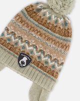 Lined Baby Knit Pompom Hat With Ear Flaps Blue Purple | Deux par Deux | Jenni Kidz