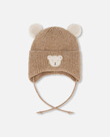 Lined Baby Winter Knit Hat With Ear Flaps Brown | Deux par Deux | Jenni Kidz