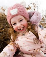 Lined Baby Winter Knit Hat With Ear Flaps Dusty Pink | Deux par Deux | Jenni Kidz