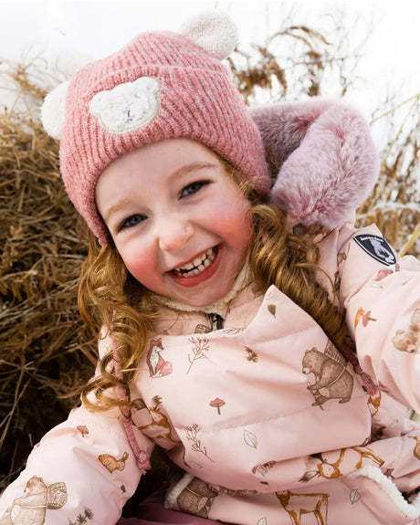 Lined Baby Winter Knit Hat With Ear Flaps Dusty Pink | Deux par Deux | Jenni Kidz