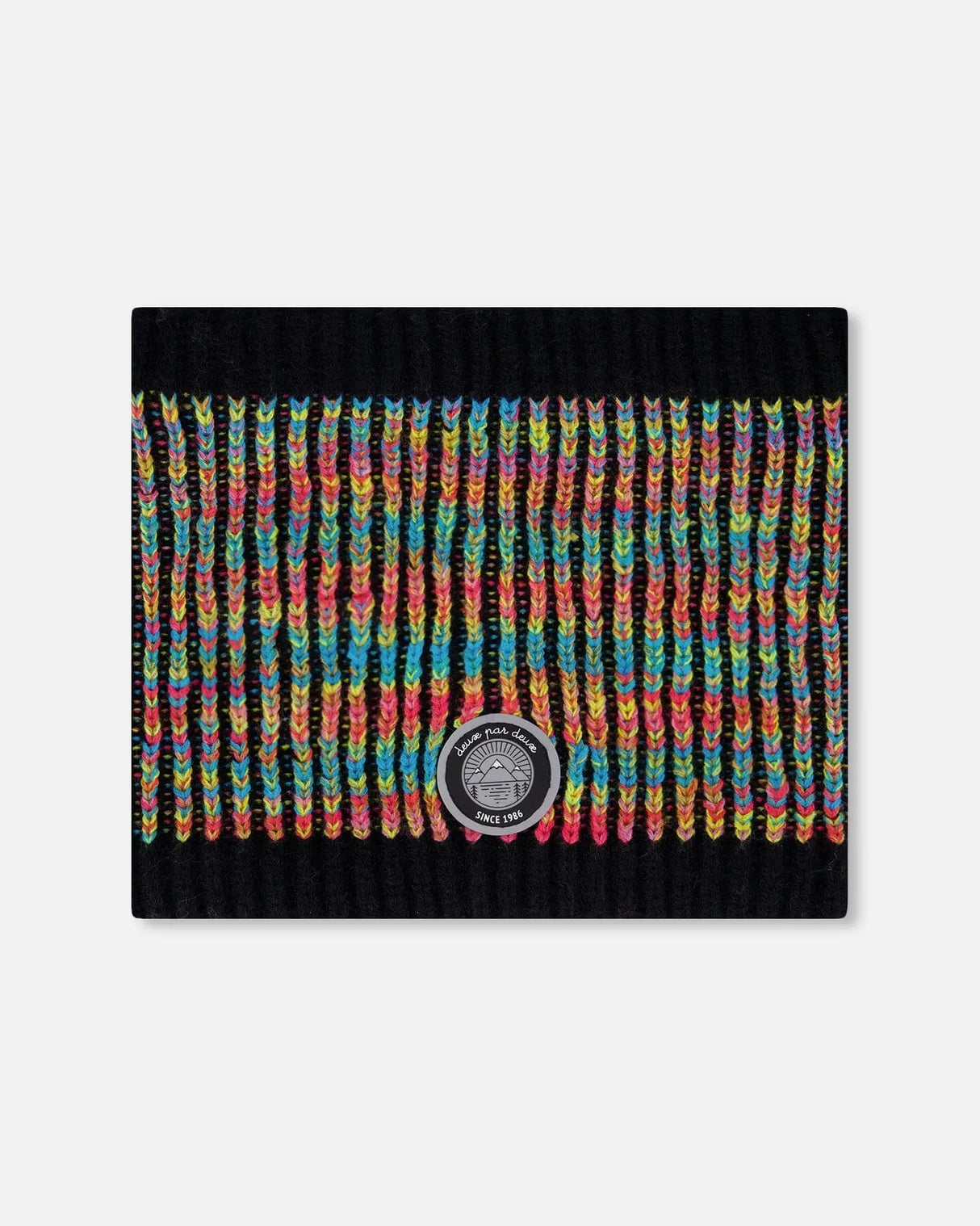Lined Knit Neckwarmer Black And Multicolor | Deux par Deux | Jenni Kidz