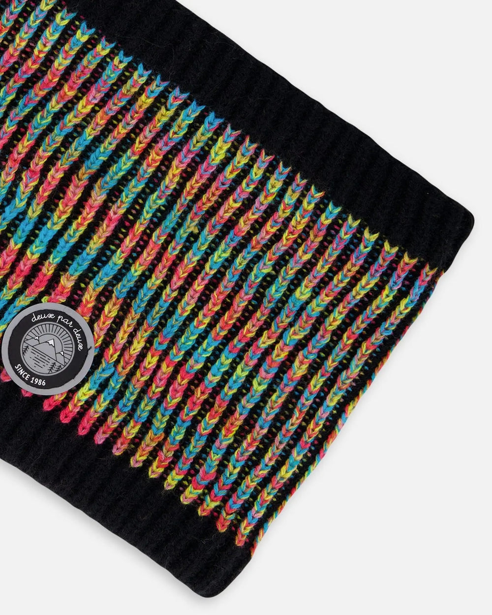 Lined Knit Neckwarmer Black And Multicolor | Deux par Deux | Jenni Kidz