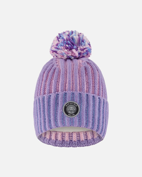 Lined Knit Pompom Hat Blue, Purple And Pink | Deux par Deux | Jenni Kidz