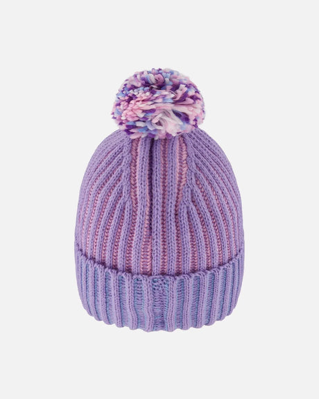 Lined Knit Pompom Hat Blue, Purple And Pink | Deux par Deux | Jenni Kidz