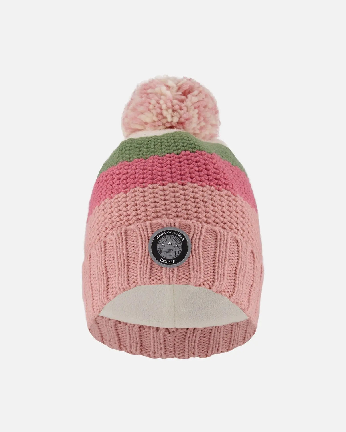 Lined Knit Pompom Hat Pink And Green | Deux par Deux | Jenni Kidz