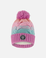 Lined Knit Pompom Hat Pink, Orange And Turquoise | Deux par Deux | Jenni Kidz