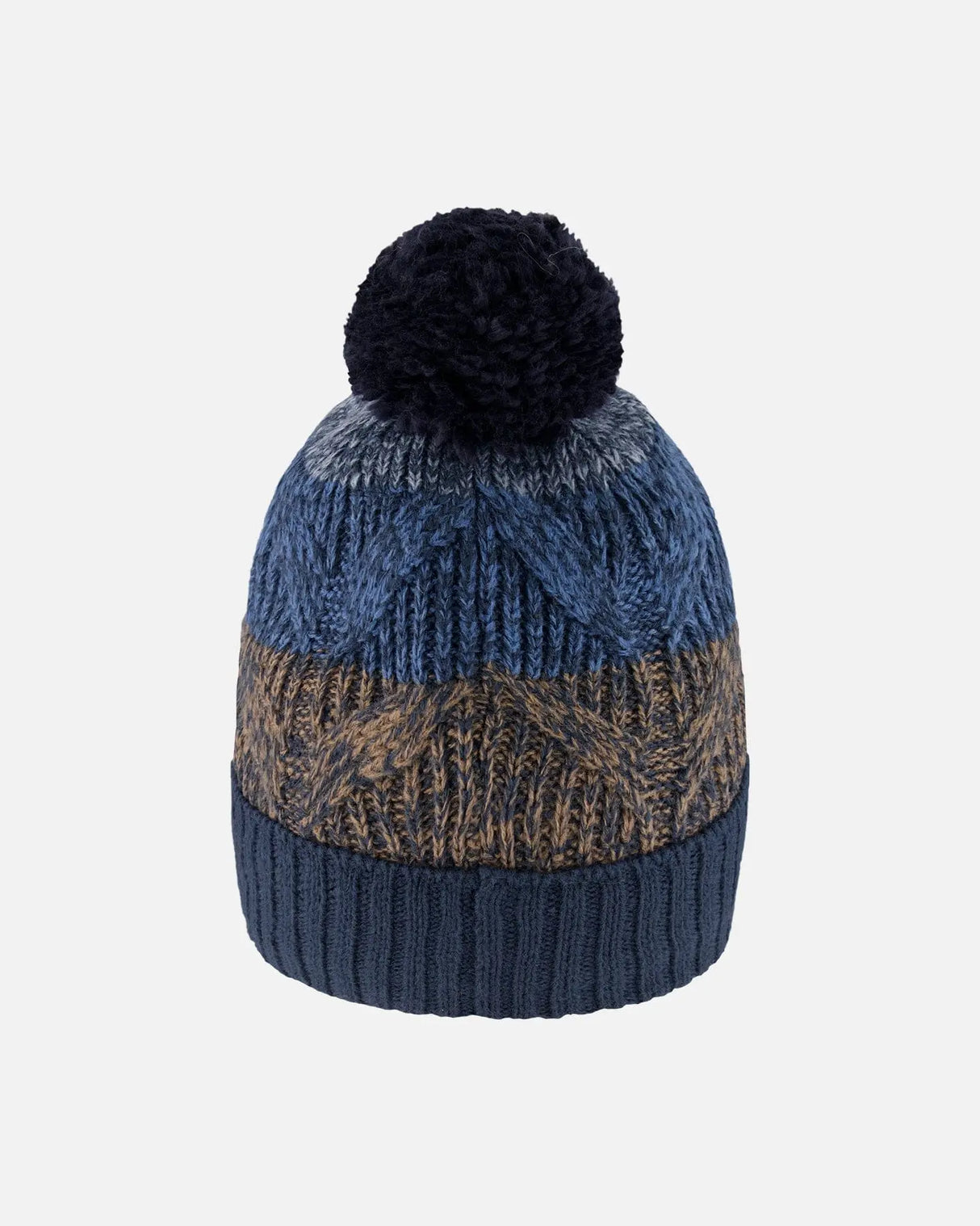 Lined Knit Pompom Hat Taupe And Navy | Deux par Deux | Jenni Kidz