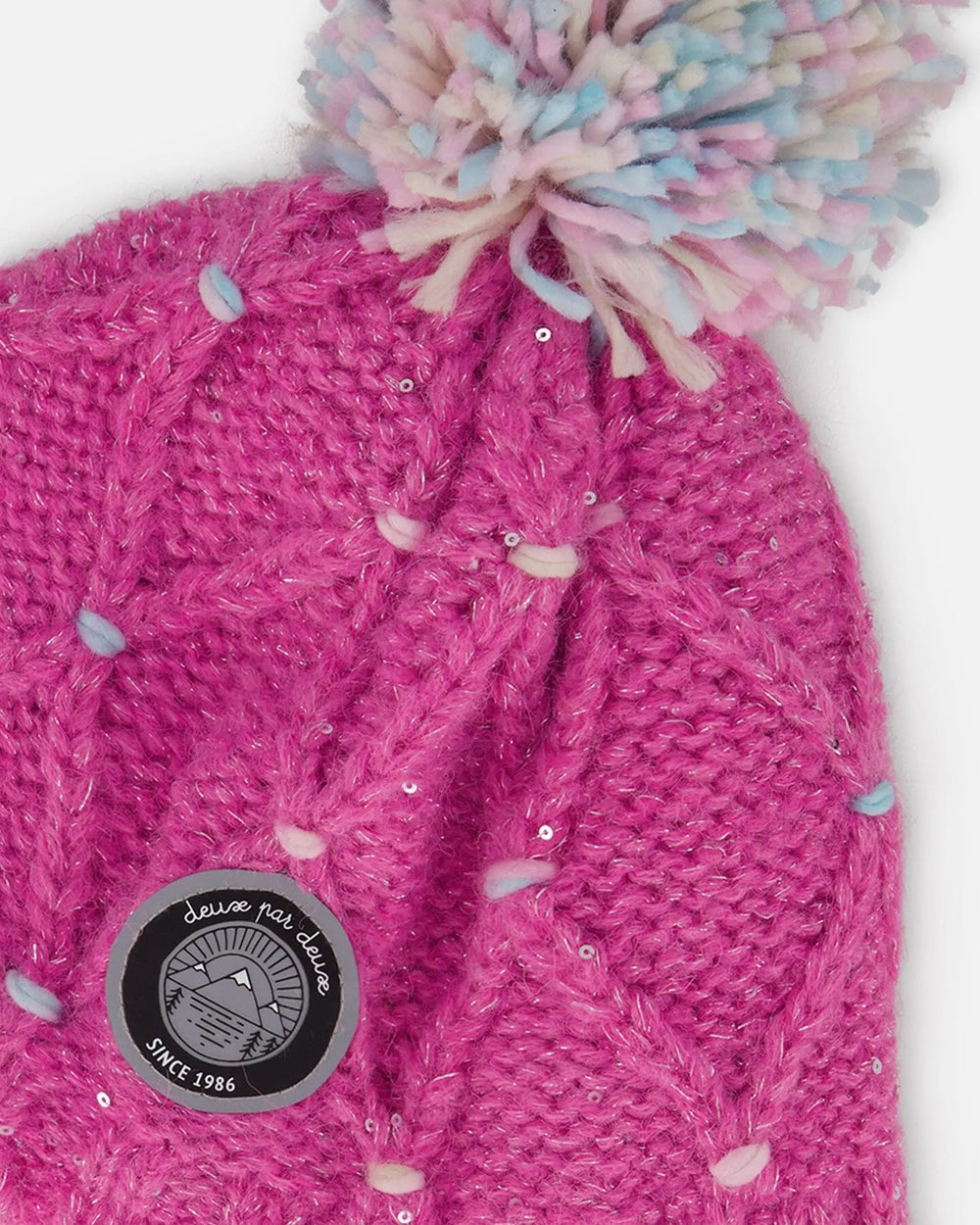 Lined Peruvian Knit Hat With Pompom Pink And Multicolor | Deux par Deux | Jenni Kidz