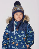 Lined Peruvian Knit Hat With Pompom Taupe And Navy | Deux par Deux | Jenni Kidz