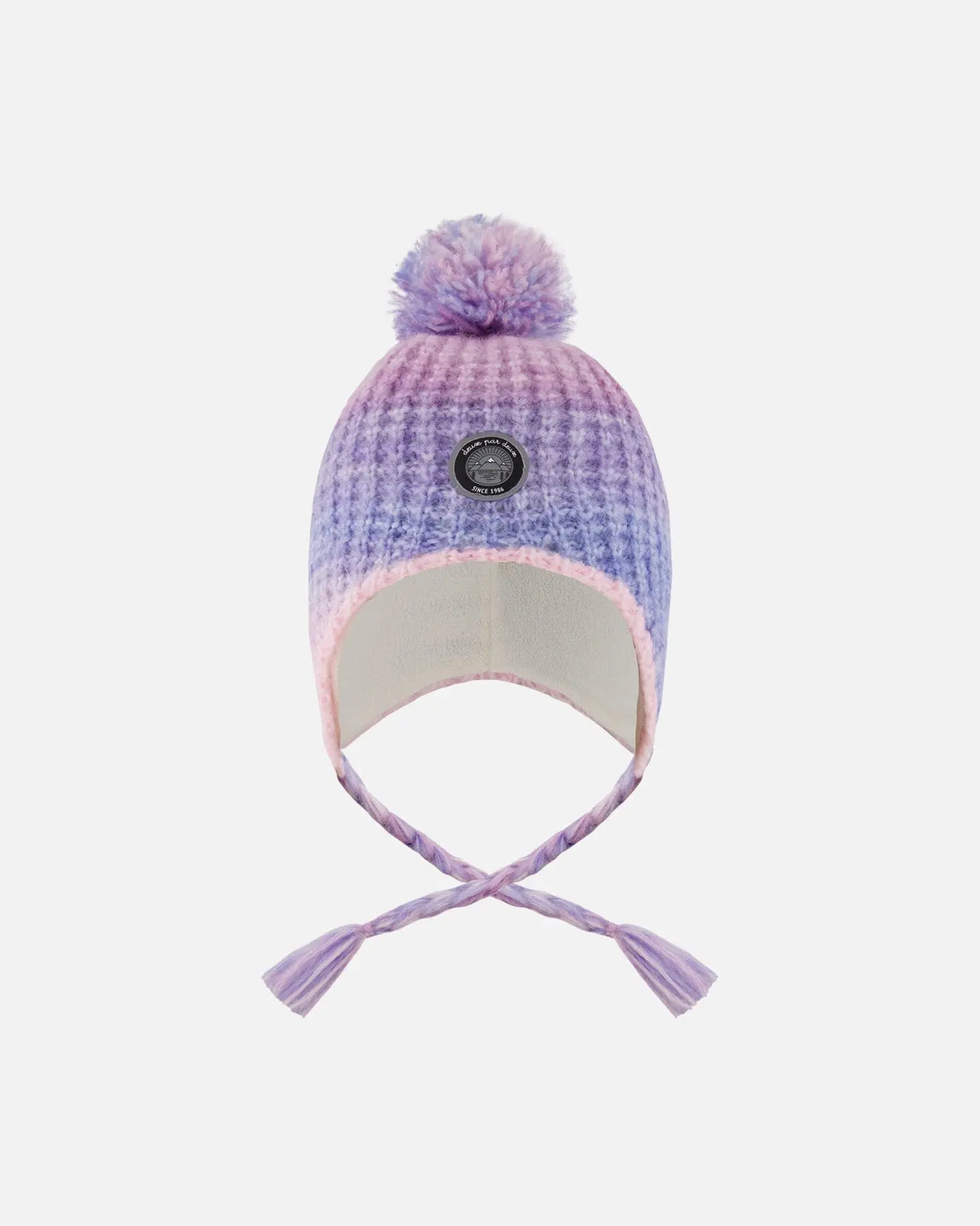 Lined Peruvian Knit Pompom Hat Blue, Purple And Pink | Deux par Deux | Jenni Kidz