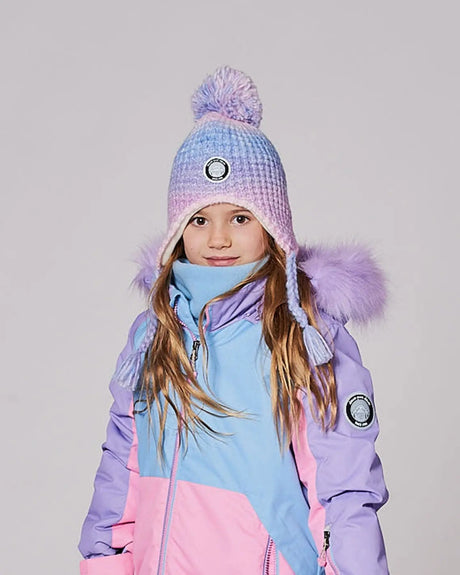 Lined Peruvian Knit Pompom Hat Blue, Purple And Pink | Deux par Deux | Jenni Kidz