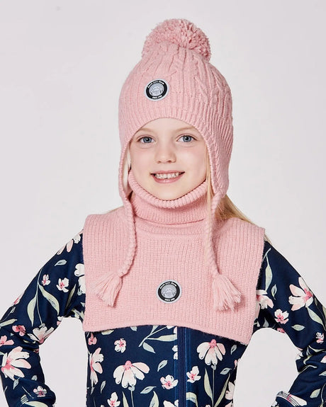 Lined Winter Hat With Pompom Dusty Pink | Deux par Deux | Jenni Kidz
