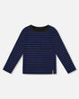 Long Sleeve Brushed Jersey Striped Tee Black | Deux par Deux | Jenni Kidz