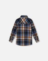 Long Sleeve Button Down Shirt Plaid Blue And Hazel | Deux par Deux | Jenni Kidz