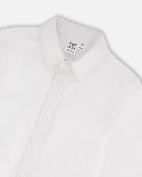 Long Sleeve Button Down Shirt White | Deux par Deux | Jenni Kidz