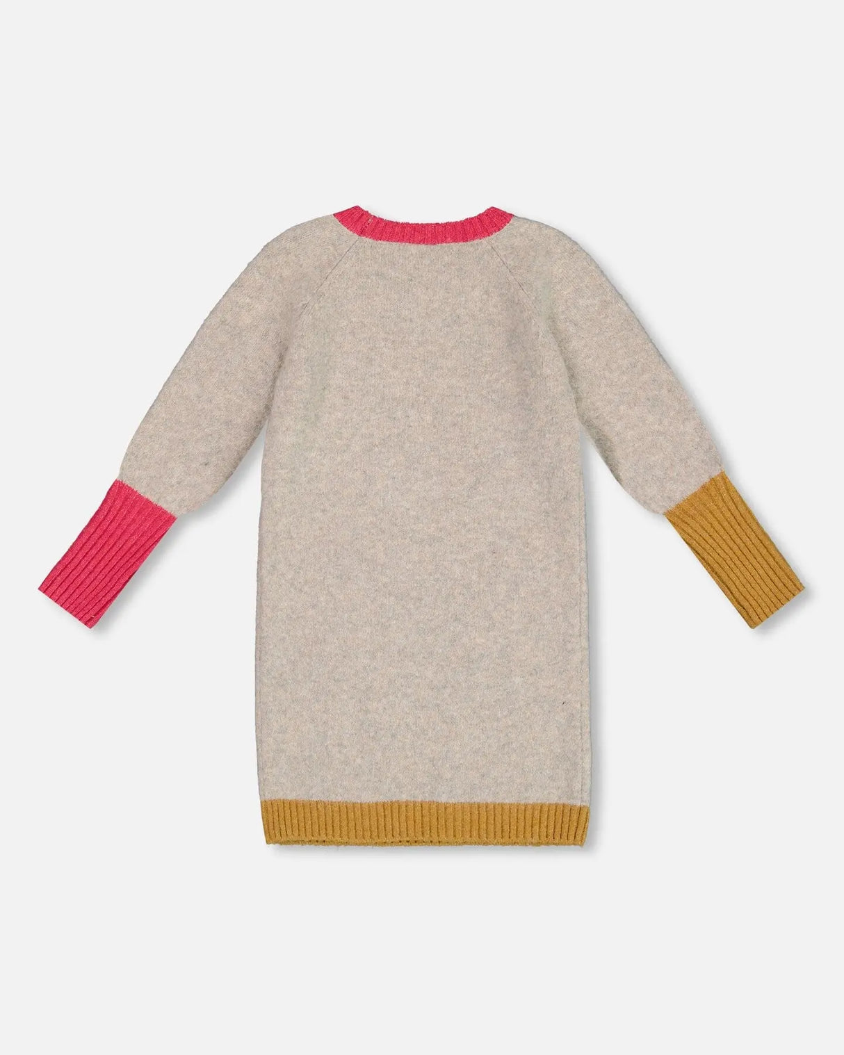 Long Sleeve Knit Dress With Pug Beige Mix | Deux par Deux | Jenni Kidz