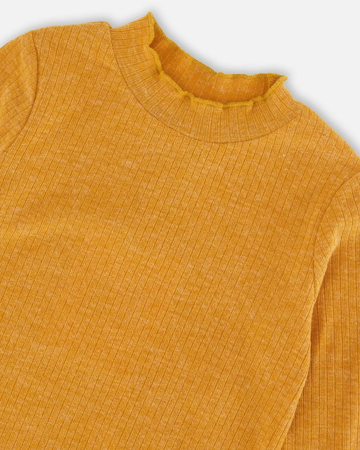 Long Sleeve Mock Neck Top Gold Brown | Deux par Deux | Jenni Kidz