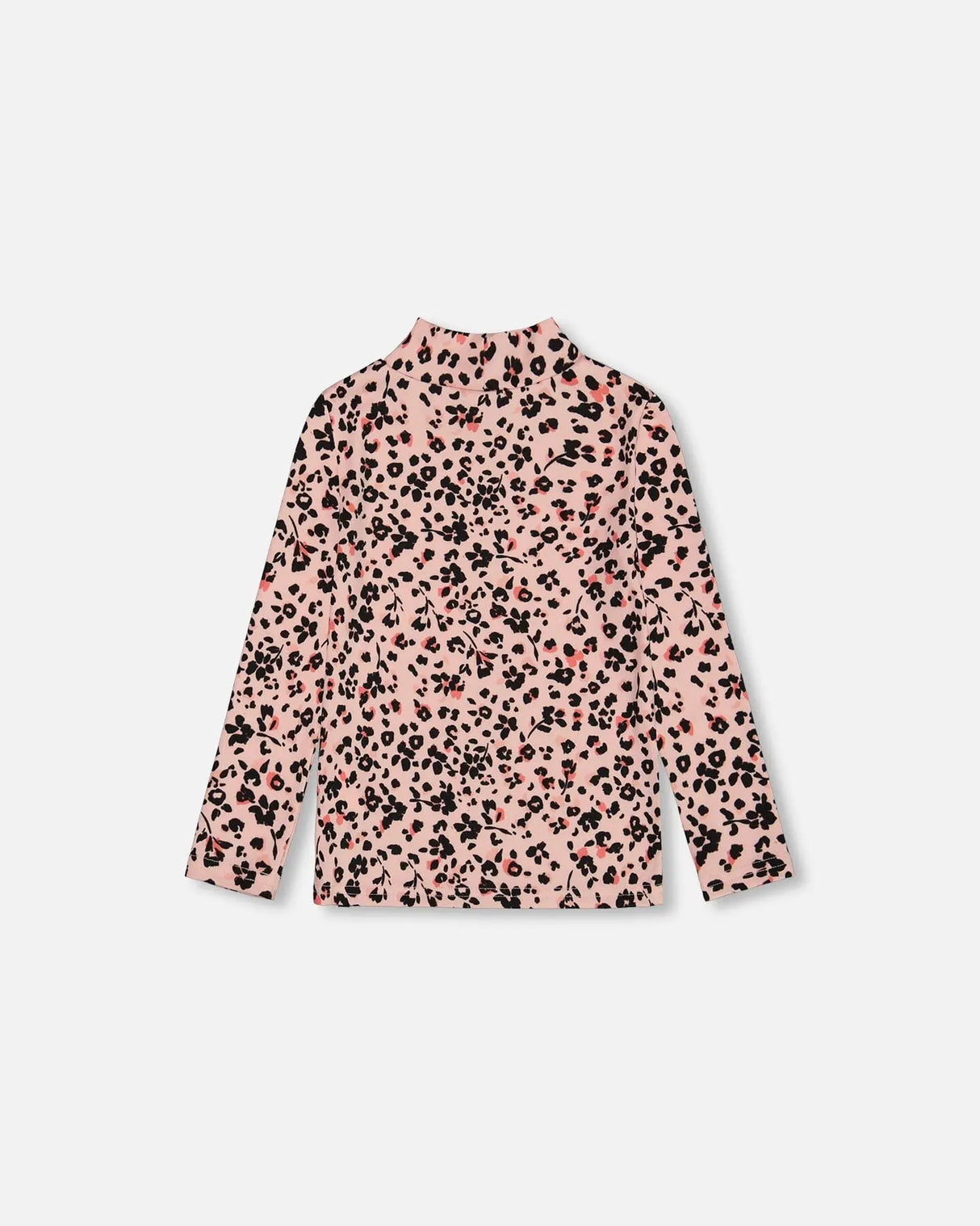 Long Sleeve Mock Neck Top Pink Printed Leopard Flowers | Deux par Deux | Jenni Kidz