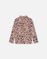 Long Sleeve Mock Neck Top Pink Printed Leopard Flowers | Deux par Deux | Jenni Kidz