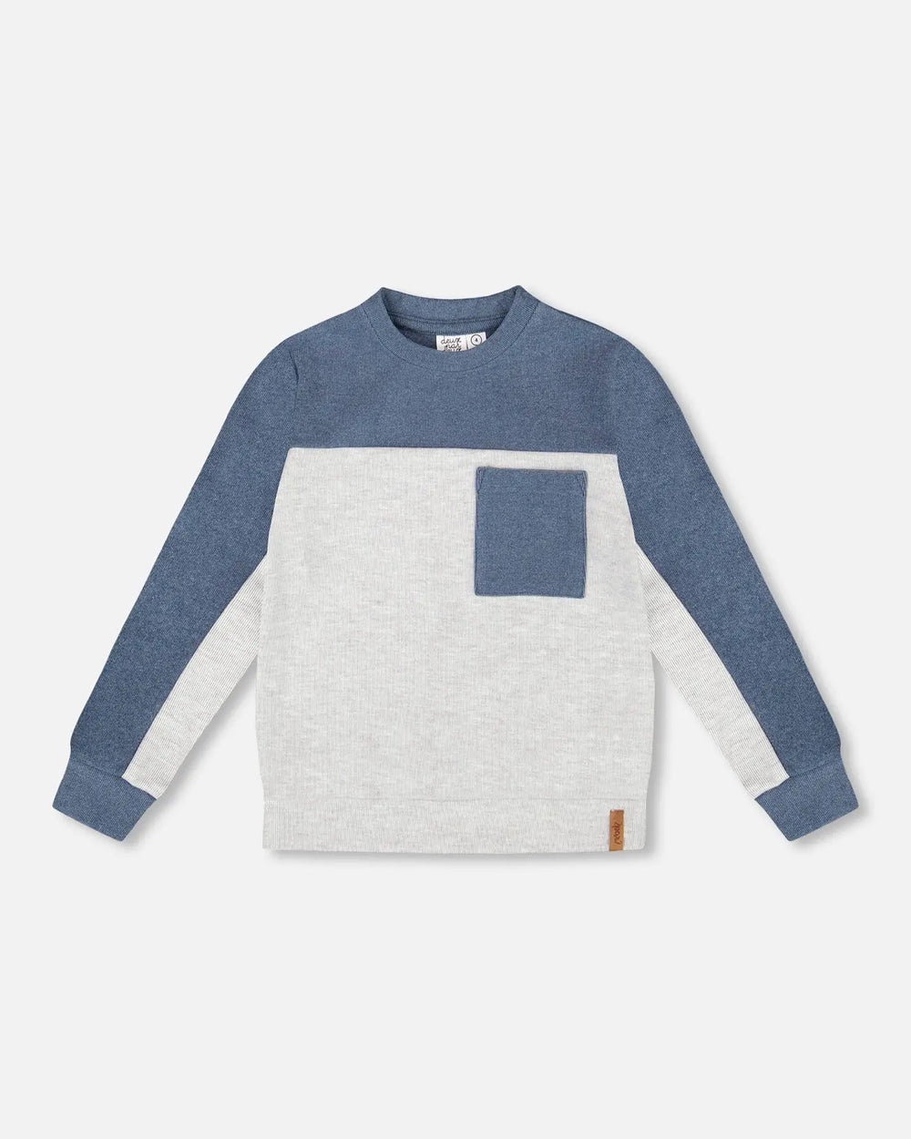 Long Sleeve Super Soft Brushed Jersey Top Color Block Light Heather Gray | Deux par Deux | Jenni Kidz