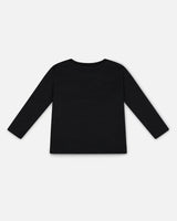 Long Sleeve T-Shirt With Print Black | Deux par Deux | Jenni Kidz