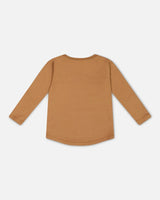 Long-Sleeve T-Shirt With Print Caramel | Deux par Deux | Jenni Kidz