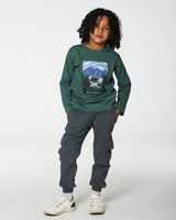 Long Sleeve T-Shirt With Print Forest Green | Deux par Deux | Jenni Kidz