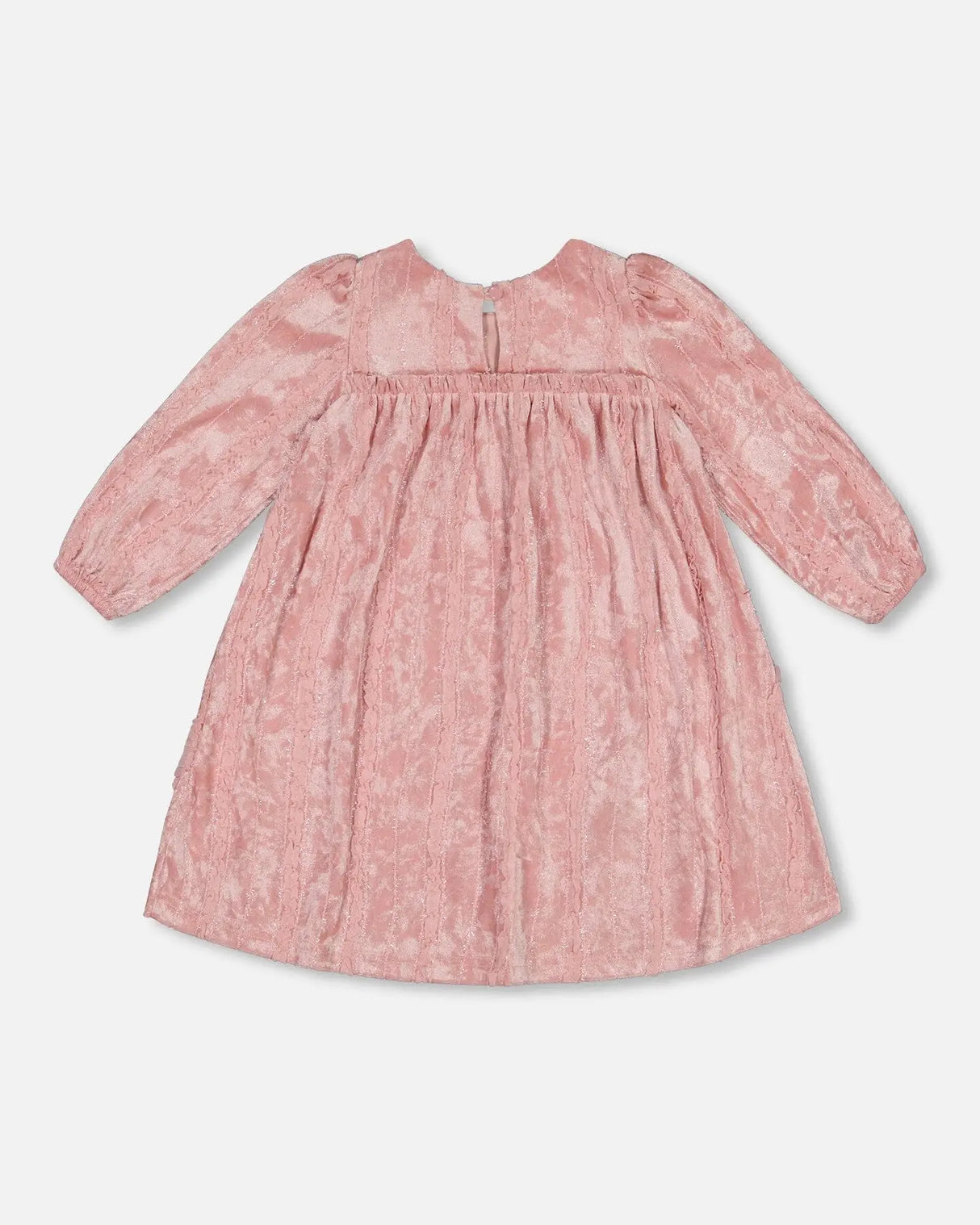 Long Sleeve Velvet Dress With Frills Light Pink | Deux par Deux | Jenni Kidz