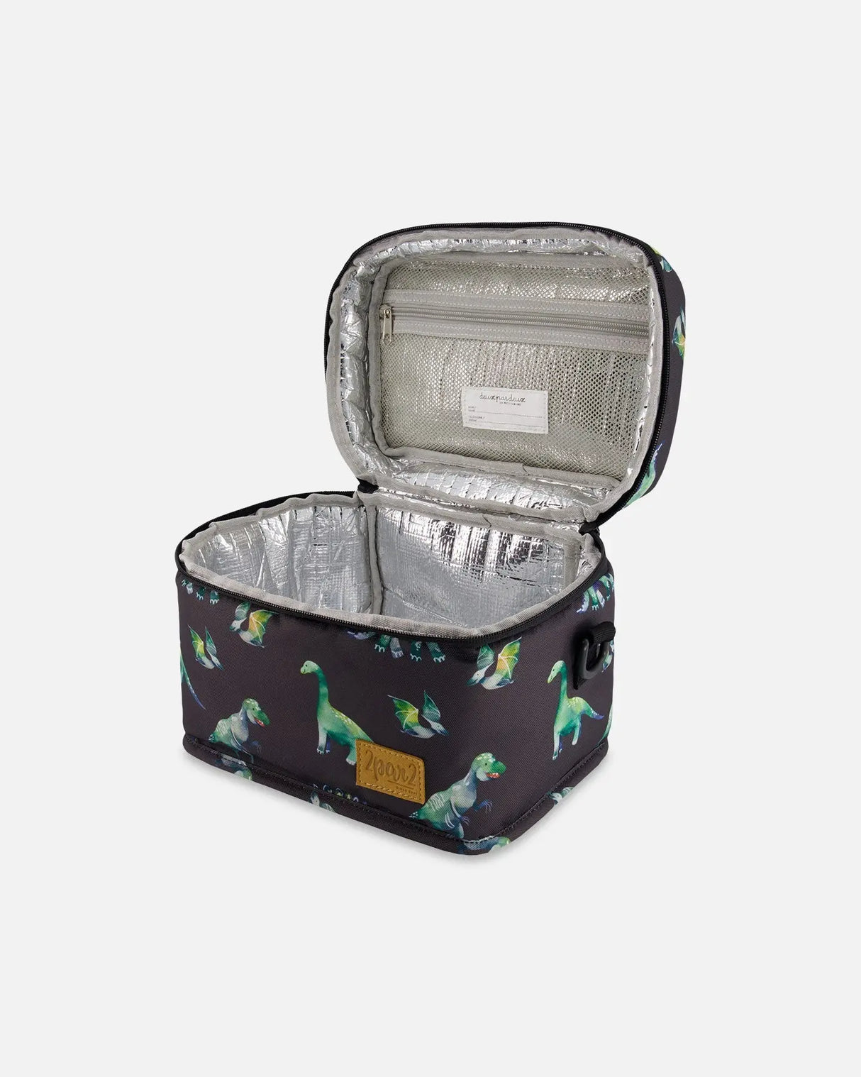 Lunch Box Grey Printed Dinosaurs | Deux par Deux | Jenni Kidz